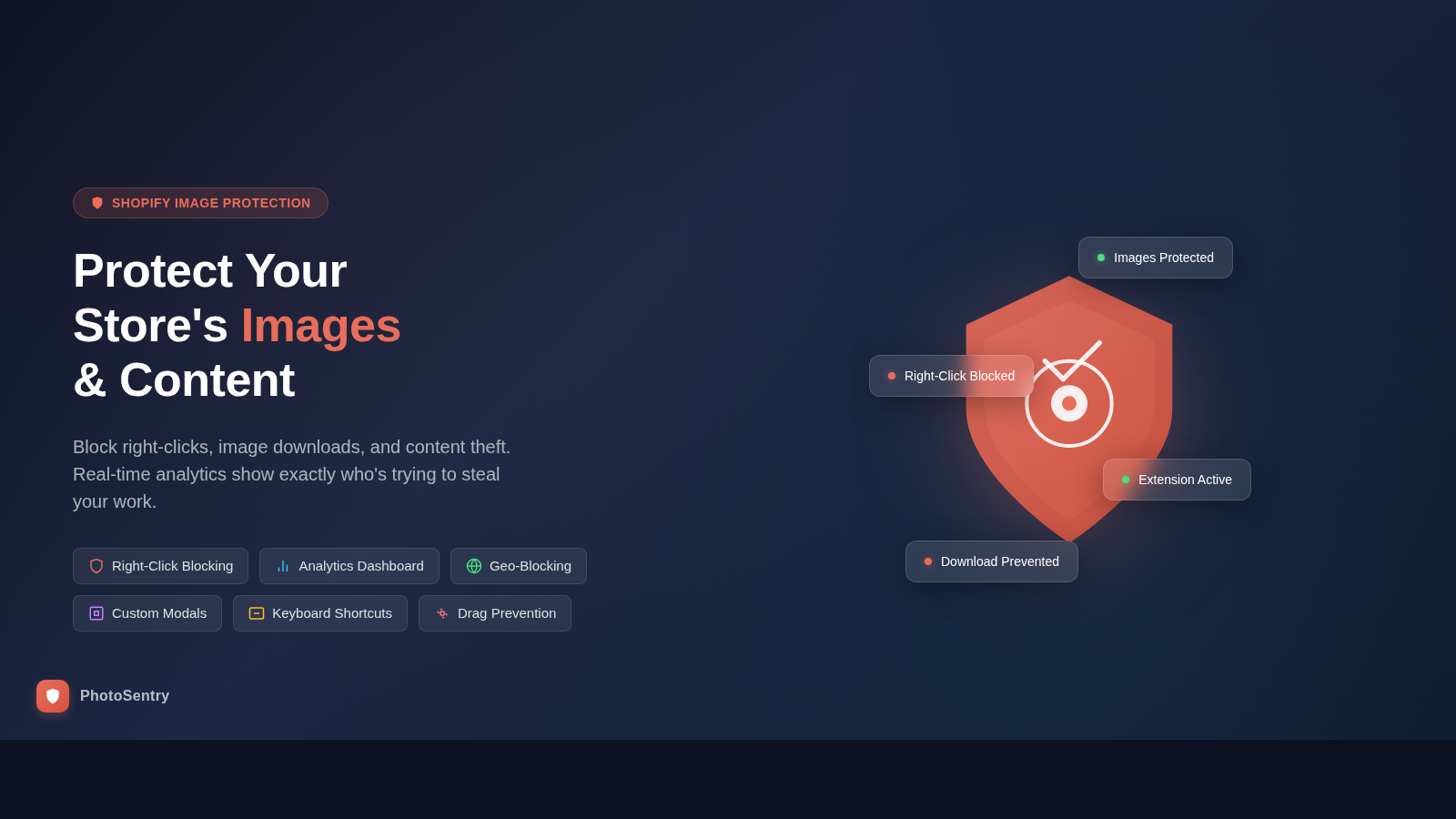 PhotoSentry protecting product images on a Shopify store